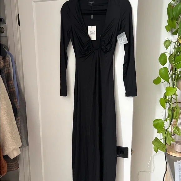 bardot black dress long sleeve Amaia | Black Bardot Long-Sleeve Maxi Dress main image 1